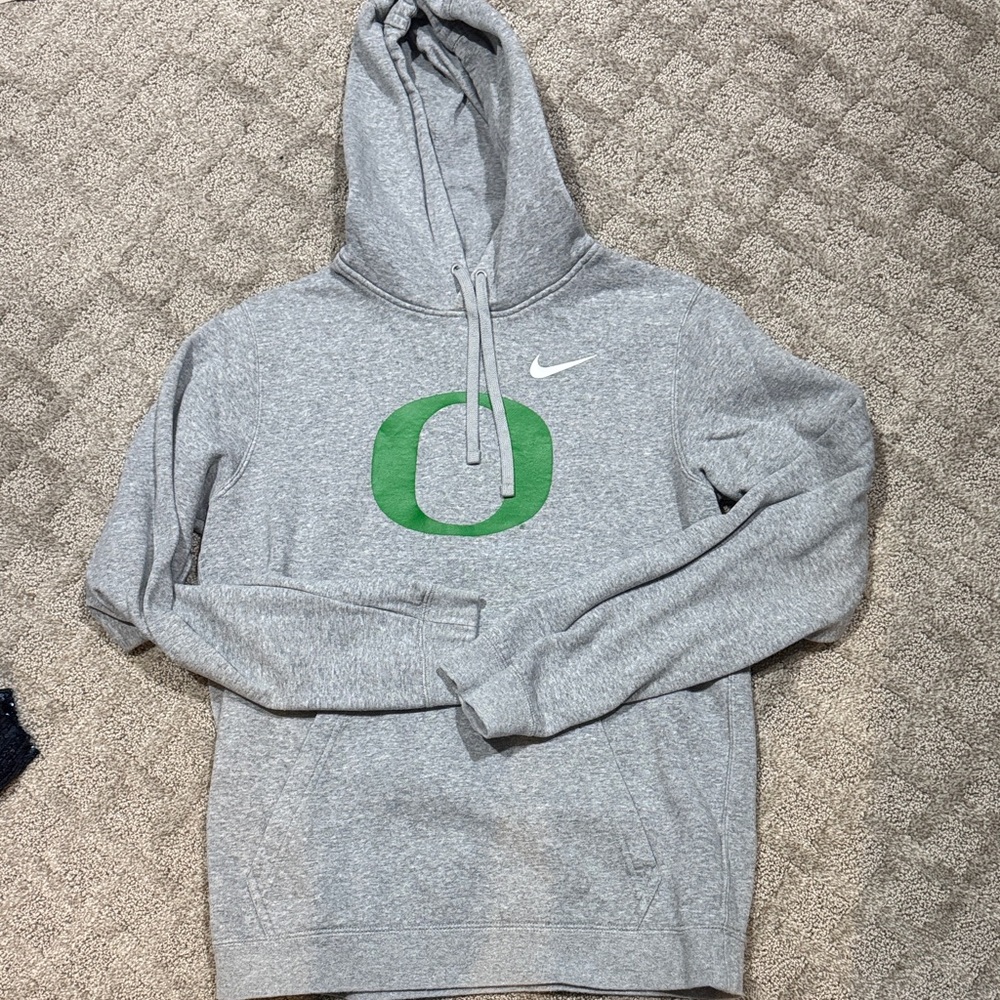Nike Heather Gray Hoodie with Green Emblem